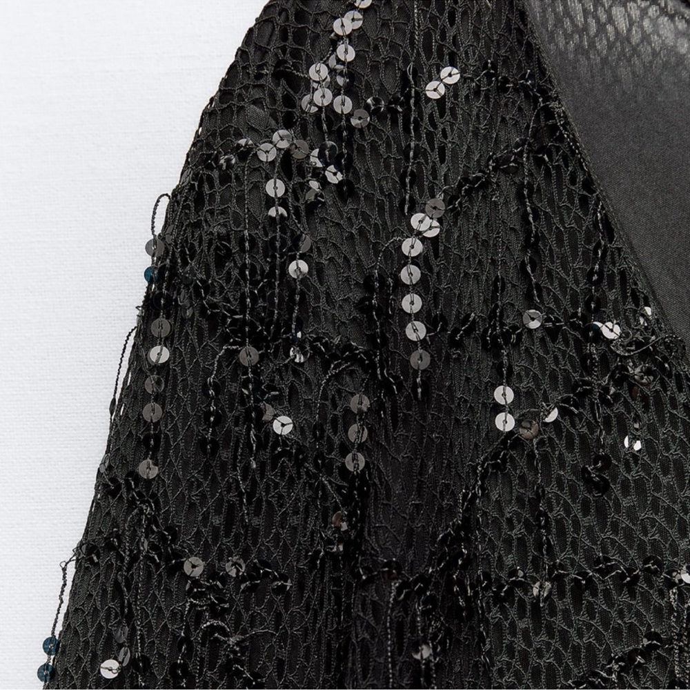 ZARA FRINGED SEQUIN MINI DRESS SIZE SMALL NWT - Picture 7 of 9